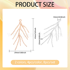 8Pcs 2 Colors Brass Branch Pendants&nbsp;KK-CA0002-77
