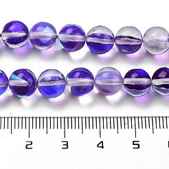 透明ガラスビーズ  ラウンド  暗闇で光るビーズ  青紫色  8mm  穴：1mm  約45個/連  13.98''（35.5センチメートル）&nbsp;X-GLAA-B022-8mm-09