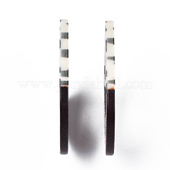 印刷された樹脂および木製のペンダント  ティアドロップ  乳白色  48.5x41x3~4mm  穴：2mm&nbsp;RESI-S358-64