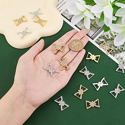 16色の合金ラインストーンバックル2個  スカーフ衣類アクセサリー用  プラチナ·ゴールデン  24x16.5x3mm  8個/カラー&nbsp;JEWB-WR0001-04