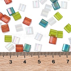 4 Colors Christmas 2-Hole Square Glass Seed Beads&nbsp;SEED-X0058-10