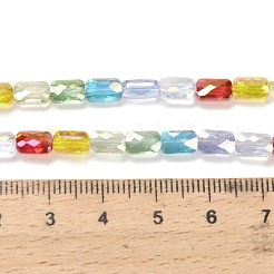 電気メッキガラスビーズセット  長方形  多面カット  カラフル  7x4x3mm  穴：0.8mm  約60~61個/連  15.75''~16.02''（40~40.7センチメートル）&nbsp;EGLA-P068-01A-11