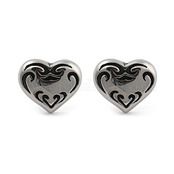 316サージカルステンレススタッドピアス  ハート  アンティークシルバー  15x17.5mm&nbsp;EJEW-R022-02AS