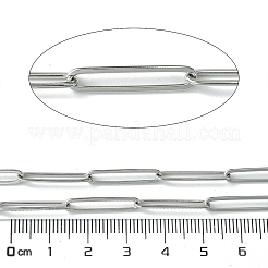 変色しにくい304ステンレススチール長方形リンクチェーン  ペーパークリップチェーン  ハンダ付け  スプールで  ステンレス鋼色  20x4x1mm  約32.81フィート（10m）/ロール&nbsp;CHS-K018-07P