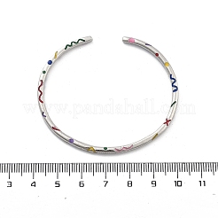 女性のための真鍮のオープンカフバングル  エナメル  長持ちメッキ  カラフル  内径：2-1/8x2-1/8インチ（5.3x5.5cm）&nbsp;BJEW-G736-12P-03