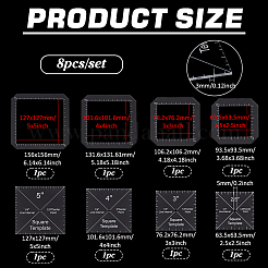 透明なアクリルのテンプレート  クラフト用品  正方形  76~156x76~156x2.7mm  穴：5mm  8個/セット&nbsp;DIY-WH0308-640A