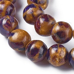 合成ゴールドクリスタルストーンビーズ連売り  染め  ラウンド  ミックスカラー  6mm  穴：1.2mm  約64~65個/連  15.15インチ（38.5cm）&nbsp;G-E551-A