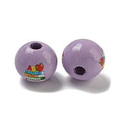 Printed Wood European Beads&nbsp;WOOD-L020-D17