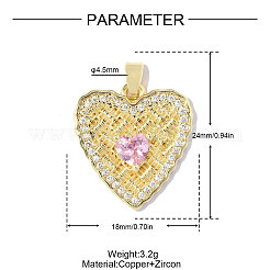 Valentine's Day Brass Cubic Zirconia Pendants&nbsp;KK-OY001-30G