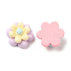 漫画の不透明樹脂カボション  ジュエリー作りのための  ミックスカラー  花  12x13.5x7mm&nbsp;RESI-C039-03D