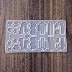DIYシリコンモールド  デコレーションメイキング  レジン型  UVレジン用  エポキシ樹脂ジュエリー作り  透明  200x110x5mm  穴：2mm  内径：11.5~44x13~29mm&nbsp;X1-SIMO-H020-01B