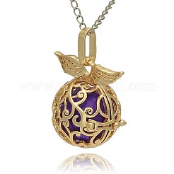 Golden Tone Brass Hollow Round Cage Pendants&nbsp;KK-J230-03G