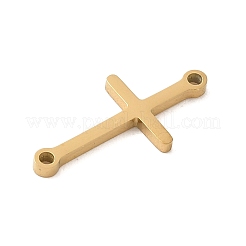 304ステンレススチール製リンク、手磨き仕上げ  宗教クロスコネクターチャーム  ゴールドカラー  19x9.5x1.5mm  穴：1.2mm&nbsp;STAS-D144-02G