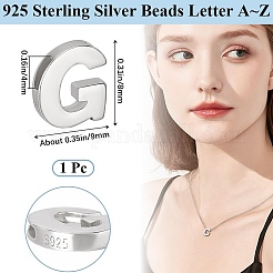 スターリングシルバービーズ  s925スタンプあり  a～zの文字  文字g  8x8.5mm  穴：4mm&nbsp;STER-WH20005-02G