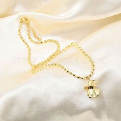 Brass Black Enamel Halloween Ghost Pendant Necklaces&nbsp;LS-NJEW-B135-01A-G
