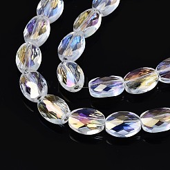 電気メッキガラスビーズセット  ABカラー  オーバル  クリアAB  8.5x6x4mm  穴：1mm  約71~72個/連  23.23インチ〜24.01インチ（59~61cm）&nbsp;EGLA-N002-08