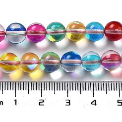 合成ムーンストーンビーズ連売り  ラウンド  ミックスカラー  8mm  穴：1mm  約23~24個/連  7.09~7.32インチ（18~18.6cm）&nbsp;G-P528-J02-21