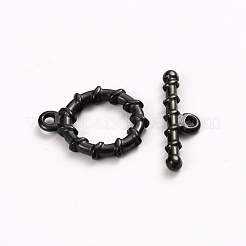 304ステンレススチールトグル留め具  リング  イオンプレーティング（ip）  電気泳動黒  リング：19x16x2.5mm  穴：1.6mm  バー：22x6x2.5mm  穴：1.6mm&nbsp;STAS-D142-05A-B