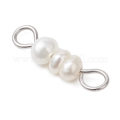 Natural Freshwater Pearl Rondelle Beaded Connector Charms&nbsp;PALLOY-JF05011-02
