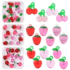 12Pcs 3 Colors Transparent Resin & Acrylic 3D Fruit Pendants&nbsp;FIND-YW0006-01