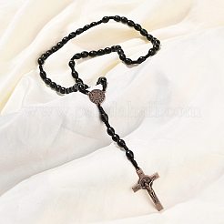 Oval Wood Rosary Bead Necklaces&nbsp;NJEW-C108-01