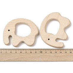 天然ブナ材の連結リング  マクラメ木製リング  象  バリーウッド  56x70x10mm&nbsp;WOOD-I017-07
