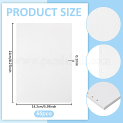 紙製ルーズリーフインナーページ20枚  長方形  ホワイト  210x142x0.1mm&nbsp;FIND-WH0148-880
