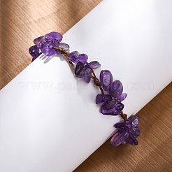 Adjustable Natural Amethyst Braided Bead Bracelets for Women&nbsp;BJEW-U035-02F