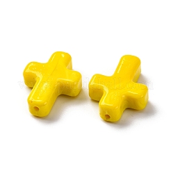 手作りランプワークビーズ  クロス  きいろ  26x19.5x7.5mm  穴：1.6mm&nbsp;LAMP-Q004-01A-02