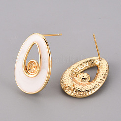 Brass Enamel Stud Earrings Findings&nbsp;KK-T062-129G-NF