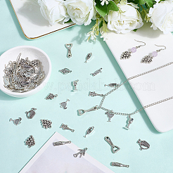 60pcs12スタイルチベットスタイルアロイペンダント  アンティークシルバー  14.5~23.5x6~19x1.4~6mm  穴：1~2.5mm  5個/スタイル&nbsp;TIBE-SC0002-47