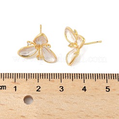 Flower Brass & Sterling Silver Pin Stud Earrings&nbsp;KK-M326-02G