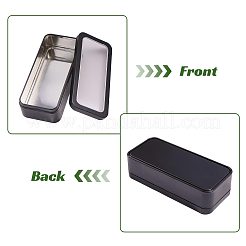 ジュエリーや小物類用の透明窓付き鉄製収納ボックス  長方形  ブラック  15.3x6.8x4.05cm&nbsp;CON-WH0085-256