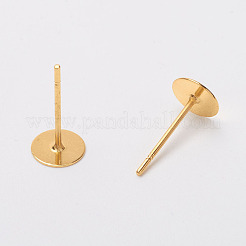真鍮製スタッドピアスパーツ  カドミウムフリー＆鉛フリー  ゴールドカラー  12x6mm  ピン：0.7mm&nbsp;KK-A251-G-NF