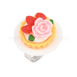 Afternoon Tea Resin & Plastic Adjustable Finger Rings for Women&nbsp;RJEW-K317-01G