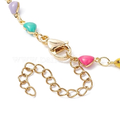 Real 18K Gold Plated Brass Enamel Heart Link Chain Necklaces&nbsp;NJEW-JN04533