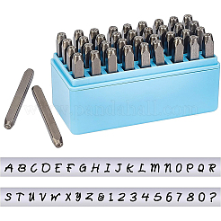 クロムスタンプ  文字a〜zと数字を含む  ブルー  62x7x7mm  36個/箱&nbsp;AJEW-WH0126-60A