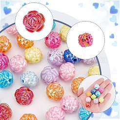 60色UVメッキ虹色アクリルビーズ10個  ABカラー  花  ミックスカラー  24x32mm  穴：3mm  6pc /カラー&nbsp;MACR-AR0001-23