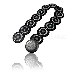 Western Retro PU Leather & Resin Imitation Gemstone Disc Chain Belts with Alloy Buckles&nbsp;AJEW-WH20060-33