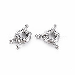 真鍮のスプリングリングの留め金  ベイルビーズ/チューブベイル付き  ニッケルフリー  プラチナ  11.5mm  穴：2.5mm&nbsp;KK-S356-112P-NF