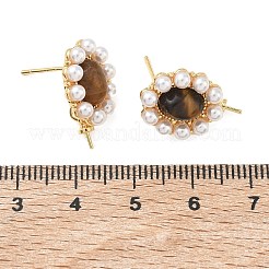 Brass and ABS Plastic Imitation Pearl Stud Earring Findings&nbsp;KK-C172-14A-G