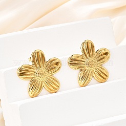 304ステンレススチールスタッドピアス  花  18KGP本金メッキ  25x26mm&nbsp;EJEW-D319-06G