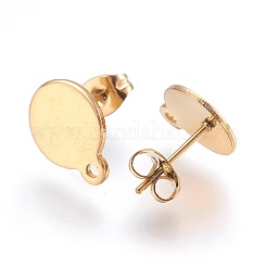 Ion Plating(IP) 304 Stainless Steel Stud Earring Findings&nbsp;STAS-G178-02G-10mm