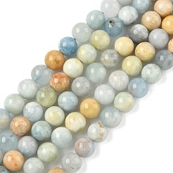 天然石アクアマリンビーズ連売り  ラウンド  ミックスカラー  8mm  穴：0.8mm  約46個/連  15.16''（38.5センチメートル）&nbsp;G-D327-A01-8mm