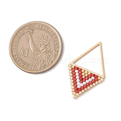 ガラスシードビーズ菱形ペンダント  304ステンレススチール製金具付き  ミックスカラー  30.5x19x1.5mm  穴：15x13.5mm&nbsp;PALLOY-MZ01085