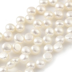 天然養殖淡水パールビーズ連売り  トップ掘削  半円  古いレース  5~6mm  穴：0.5mm  約47個/連  8.66インチ（22cm）&nbsp;PEAR-A006-20