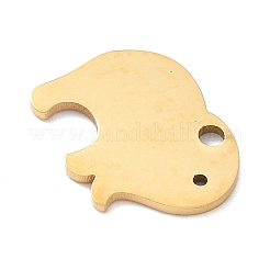 304ステンレスペンダント  象のチャーム  18KGP本金メッキ  12.5x15.5x1mm  穴：1.8mm&nbsp;KK-D503-24G