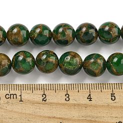 合成ゴールドクリスタルストーンビーズ連売り  染め  ラウンド  グリーン  10mm  穴：1mm  約35~39個/連  14.57''~15.35''（37~39センチメートル）&nbsp;G-P549-A01-02D