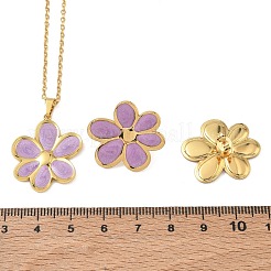 304 Stainless Steel Enamel Flower Stud Earrings & Pendant Necklaces Sets for Women&nbsp;SA-CBA46AF-19G