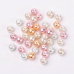 ほんのりピンクミックスパールカラーのガラスパールビーズ  ミックスカラー  8mm  穴：1mm  約100個/袋&nbsp;HY-X006-8mm-01